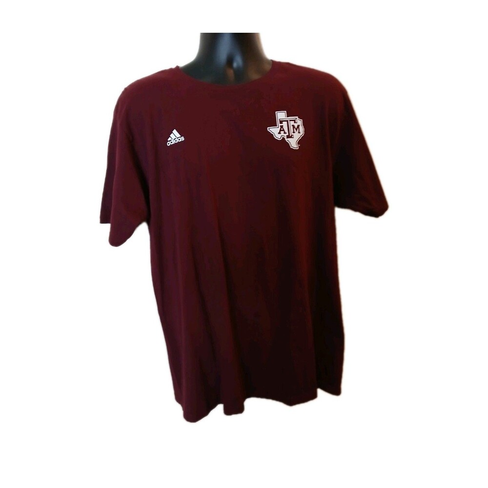 Adidas Texas A&M Tee In Maroon With Iconic Front Print And Chest Logo Size XL
